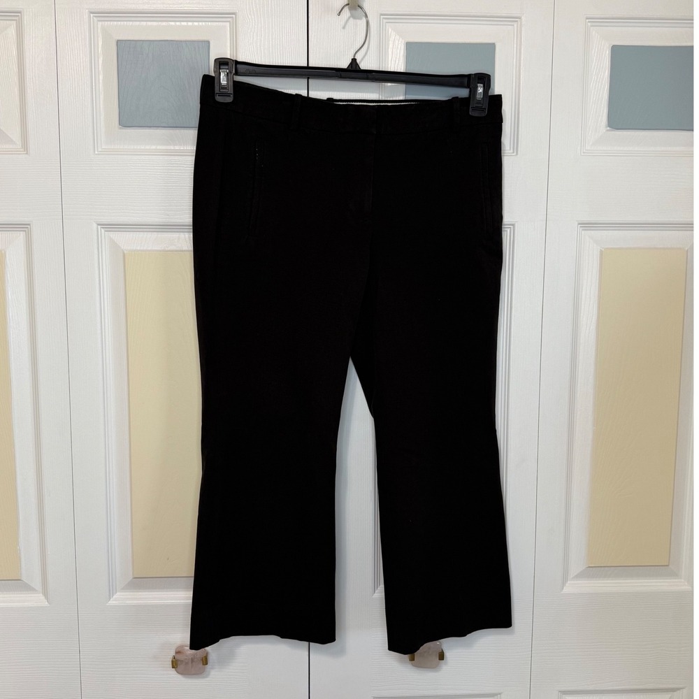J.Crew Teddie Black Cropped Flare Pants Womens 12 Cotton Blend E8366 Workwear